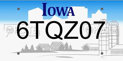 6TQZ07 Iowa License Plate