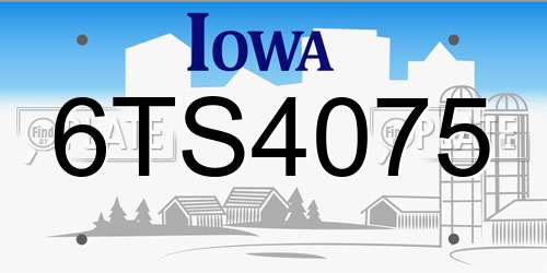 6TS4075 Iowa License Plate