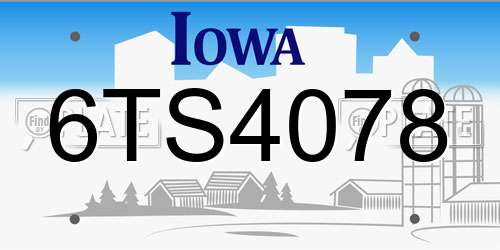 6TS4078 Iowa License Plate
