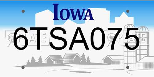 6TSA075 Iowa License Plate