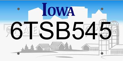 6TSB545 Iowa License Plate