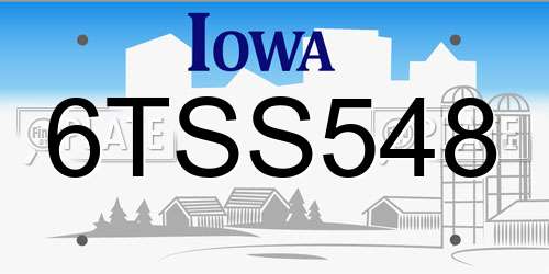 6TSS548 Iowa License Plate