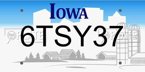 6TSY37 Iowa License Plate