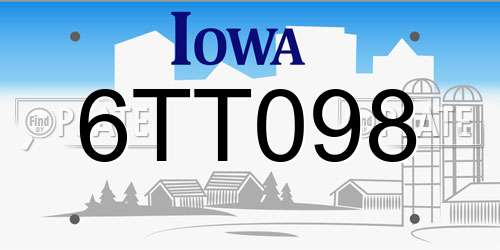 6TT098 Iowa License Plate