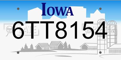 6TT8154 Iowa License Plate