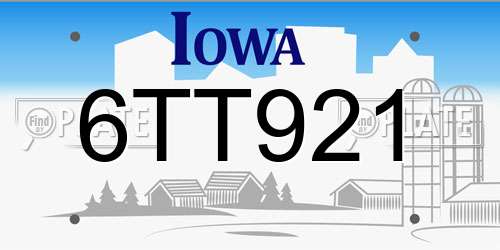 6TT921 Iowa License Plate
