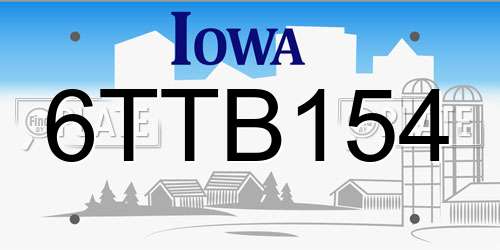 6TTB154 Iowa License Plate