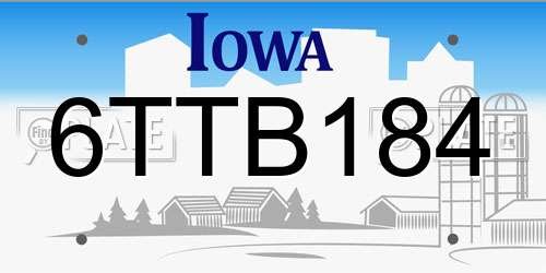 6TTB184 Iowa License Plate