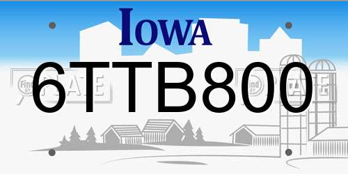 6TTB800 Iowa License Plate