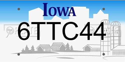 6TTC44 Iowa License Plate