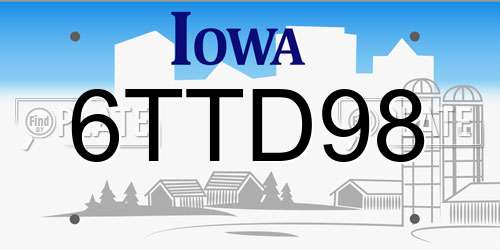 6TTD98 Iowa License Plate