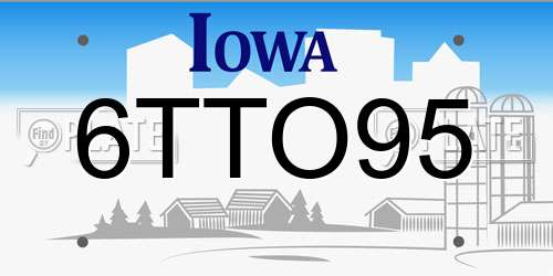 6TTO95 Iowa License Plate