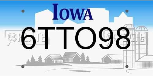 6TTO98 Iowa License Plate