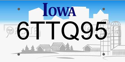 6TTQ95 Iowa License Plate