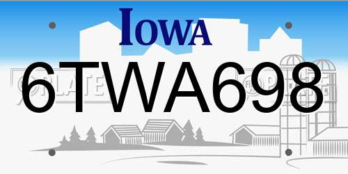 6TWA698 Iowa License Plate