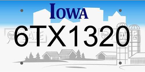 6TX1320 Iowa License Plate