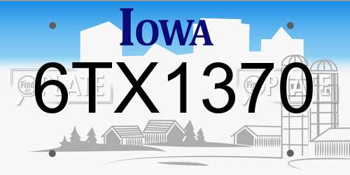 6TX1370 Iowa License Plate