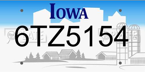 6TZ5154 Iowa License Plate