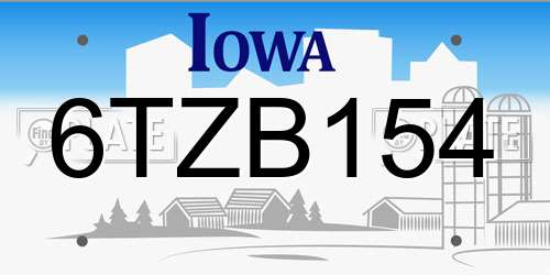 6TZB154 Iowa License Plate