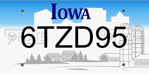6TZD95 Iowa License Plate