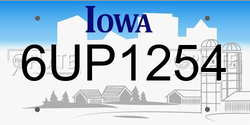 6UP1254 Iowa License Plate