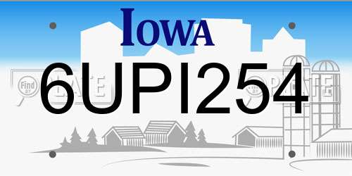 6UPI254 Iowa License Plate