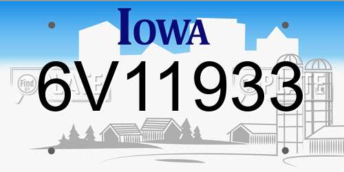 6V11933 Iowa License Plate