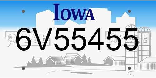 6V55455 Iowa License Plate