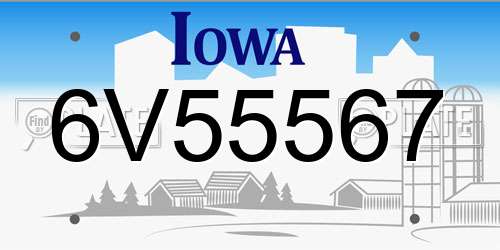 6V55567 Iowa License Plate