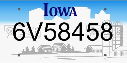 6V58458 Iowa License Plate