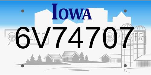 6V74707 Iowa License Plate