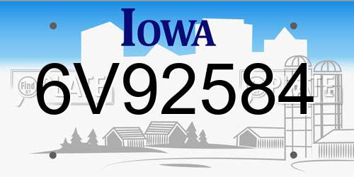 6V92584 Iowa License Plate