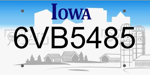 6VB5485 Iowa License Plate