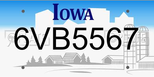 6VB5567 Iowa License Plate