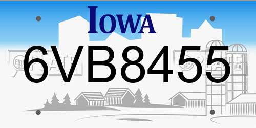 6VB8455 Iowa License Plate