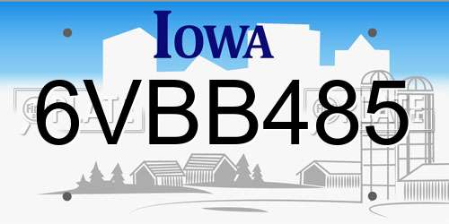 6VBB485 Iowa License Plate