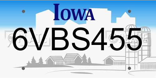 6VBS455 Iowa License Plate