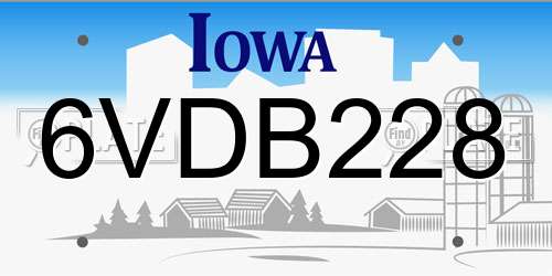 6VDB228 Iowa License Plate