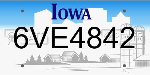 6VE4842 Iowa License Plate