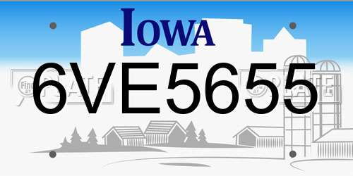 6VE5655 Iowa License Plate