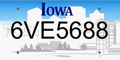 6VE5688 Iowa License Plate
