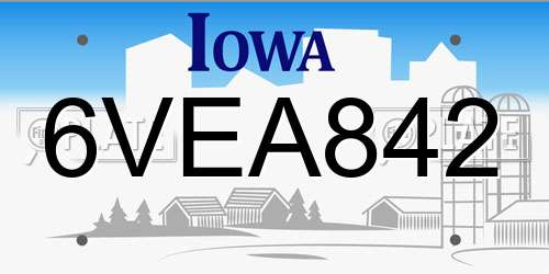 6VEA842 Iowa License Plate