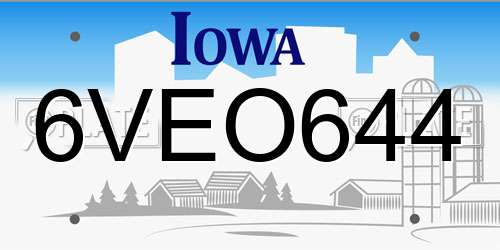 6VEO644 Iowa License Plate