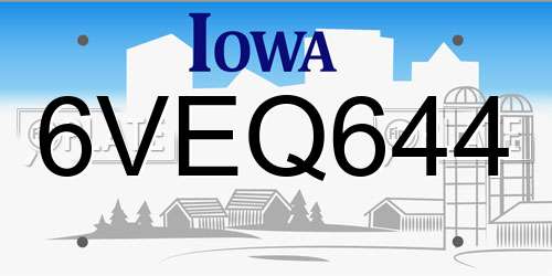 6VEQ644 Iowa License Plate