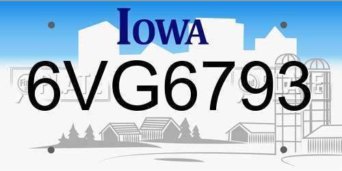 6VG6793 Iowa License Plate
