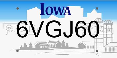 6VGJ60 Iowa License Plate