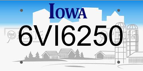 6VI6250 Iowa License Plate