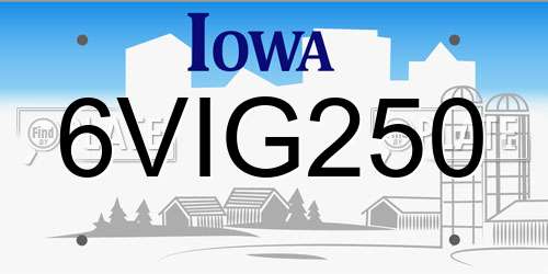 6VIG250 Iowa License Plate