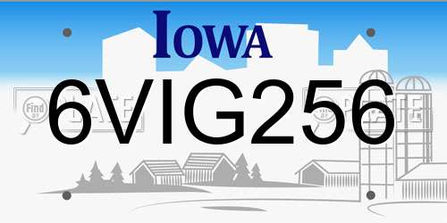 6VIG256 Iowa License Plate