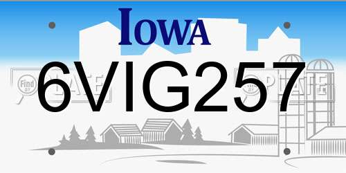 6VIG257 Iowa License Plate